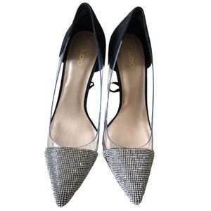 Aldo Mirori Suede Clear PVC Rhinestone - Black